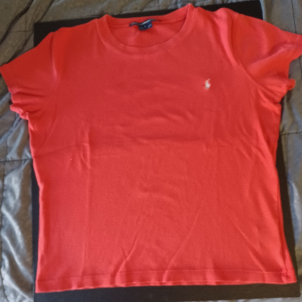 Ralph Lauren Sport T-shirt Women's XL Red Cotton Short Sleeve Vintage.  Excellen